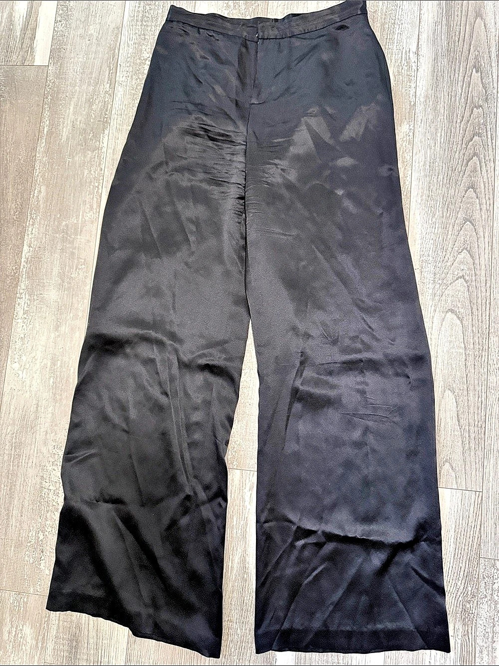 Ralph Lauren Wide-Leg Silk Trousers in Black Size 4